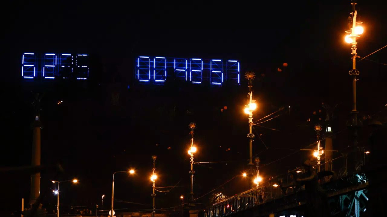 A giant clock at Letná counts down the time to save the planet image